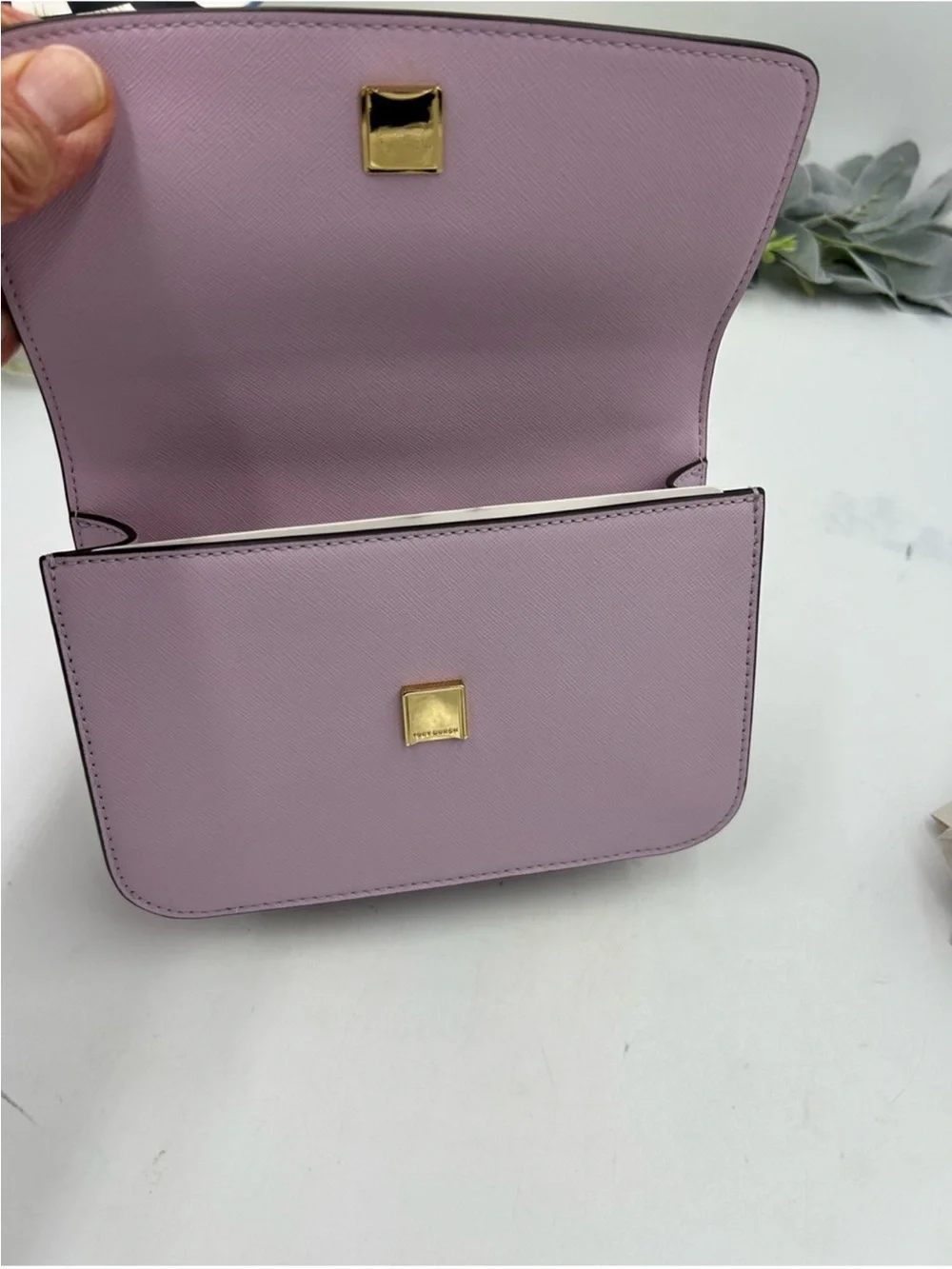 Tory Burch Lilac Leather Crossbody with Gold Chain NWT